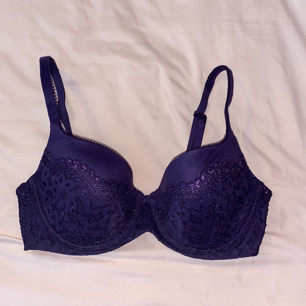 Victoria Secret dark purple with lace overlay bra